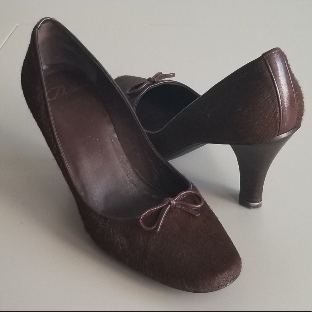 Brown Delman Haircalf Heels